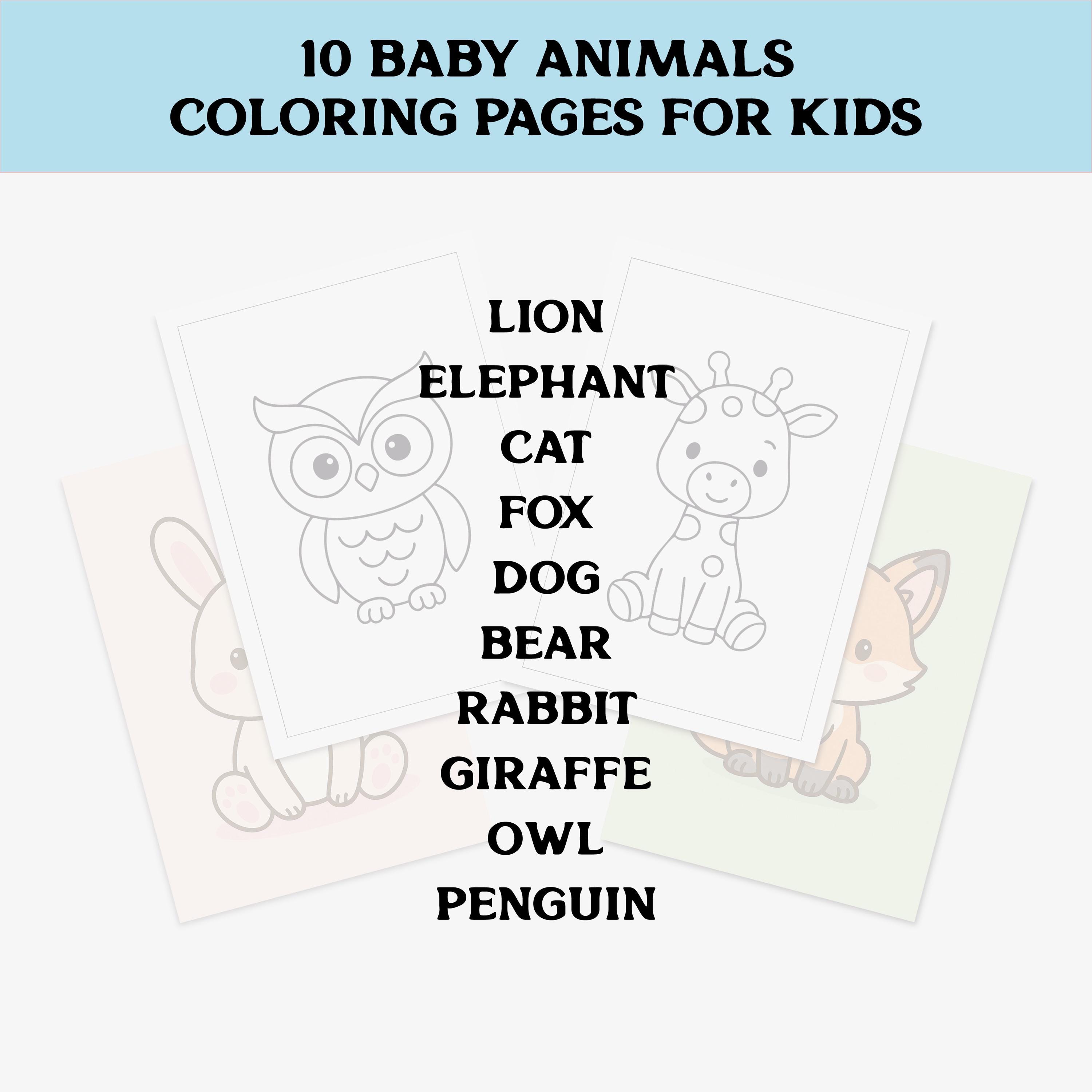 10 Cute Baby Animals Coloring Pages for Kids | Printable A4 PDF ...