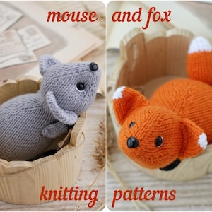 Knitting patterns fox. Knitting pattern mouse. Amigurumi fox. Amigurumi mouse