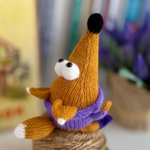 Knitting patterns little fox, amigurumi funny fox, knitted sly fox