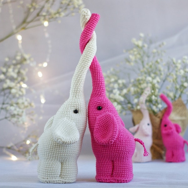 Modèle au crochet éléphant, famille d'éléphants amigurumi