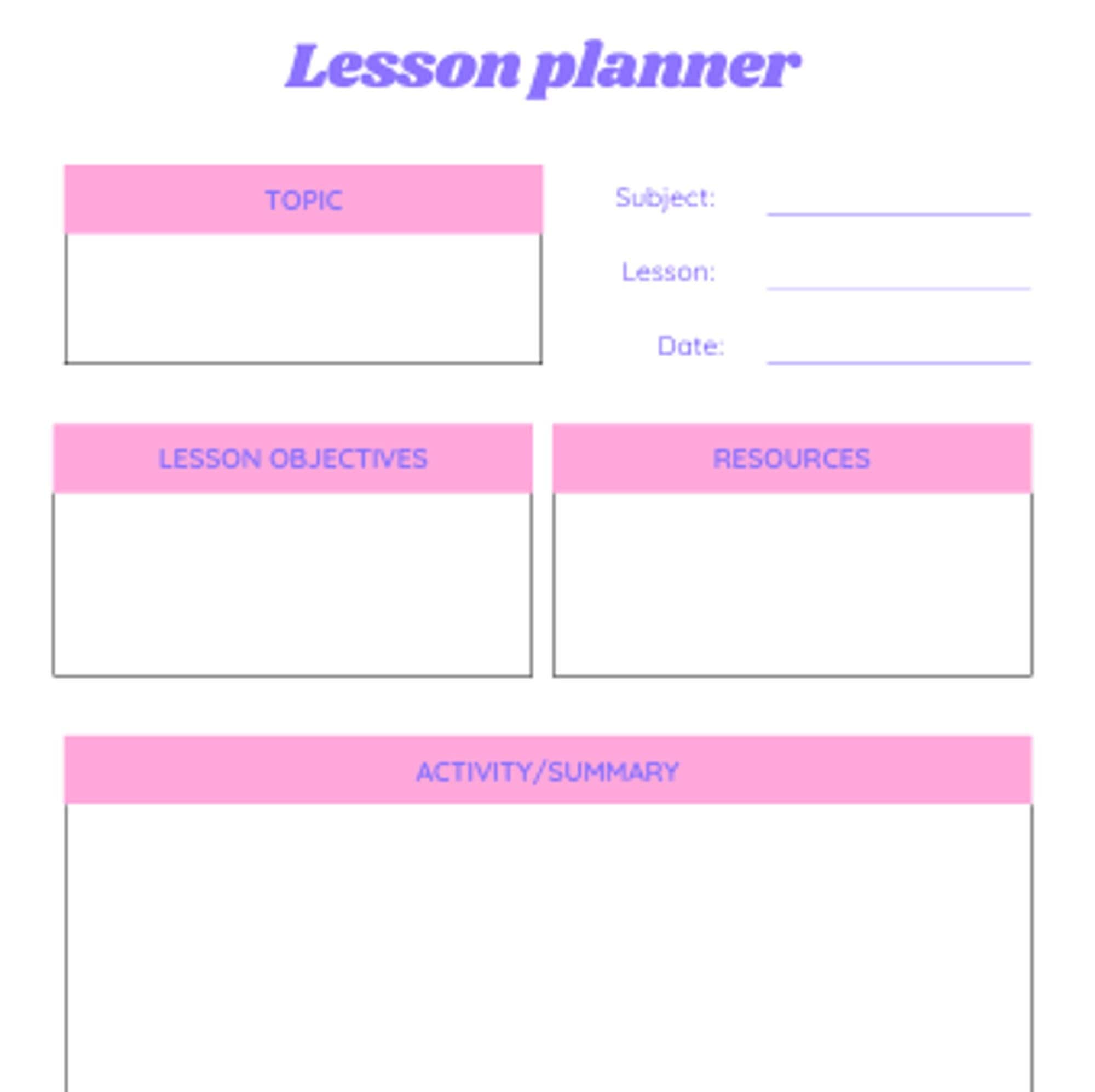 Lesson Plan Template - Etsy
