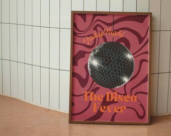 70s Disco Ball Print: Retro Trendy Wall Art