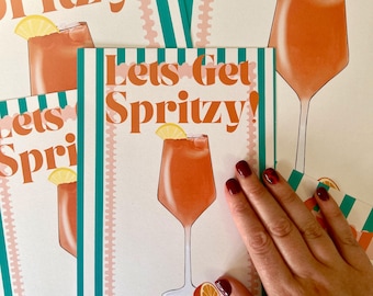 Aperol Spritz Cocktail Print: Retro Bar Cart Wall Art