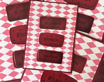 Bourbon Biscuit Print, Biscuit Print, Kitchen Wall Art, Retro Art Prints, Bourbon Creams, Kitchen Prints, Tea and Biscuits