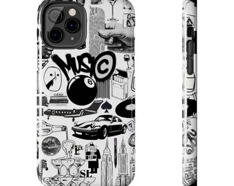 Coque de portable collage noir et blanc