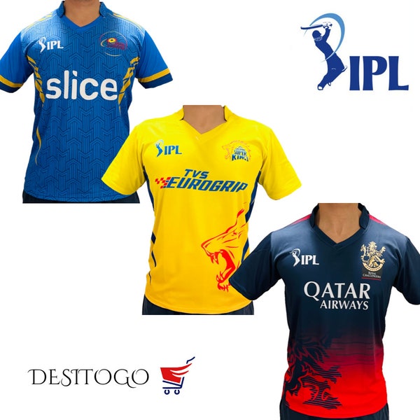 IPL Cricket Jersey - Free Shipping | Chennai (CSK) , Bangalore (RCB) , Mumbai Indians 2024 T20 Jersey | Dhoni, Kohli, Sharma | DesiToGo