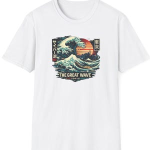 Great Wave Tokyo T-Shirt Cyberpunk Japanese Streetwear Graphic Tee Neon Sunset Skyline Gift for Him Her Unisex