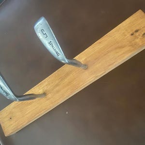 Golf club hat rack or coat rack (2 iron head &quot;hooks&quot;)