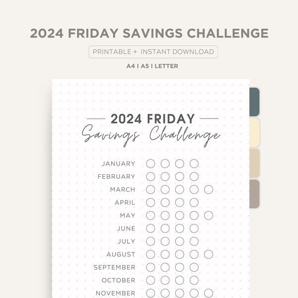 Friday Savings Challenge 2024: Boost Your Monthly Savings on a Low Budget - Save 800 dollars with our Monthly Savings Tracker