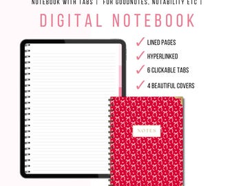 Cahier numérique Cahier étudiant rose avec onglets Coquette Cahier esthétique numérique Ipad rose Cahier GoodNotes Journal numérique