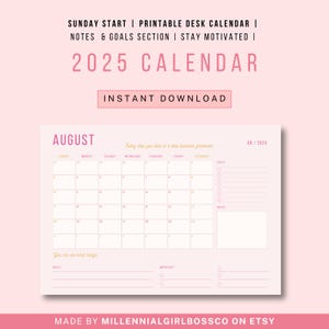 Printable Monthly Calendar 2025  with Notes | Printable Calendar Template | Year Calendar | A3 Monthly Planner | Landscape | Desk Calendars