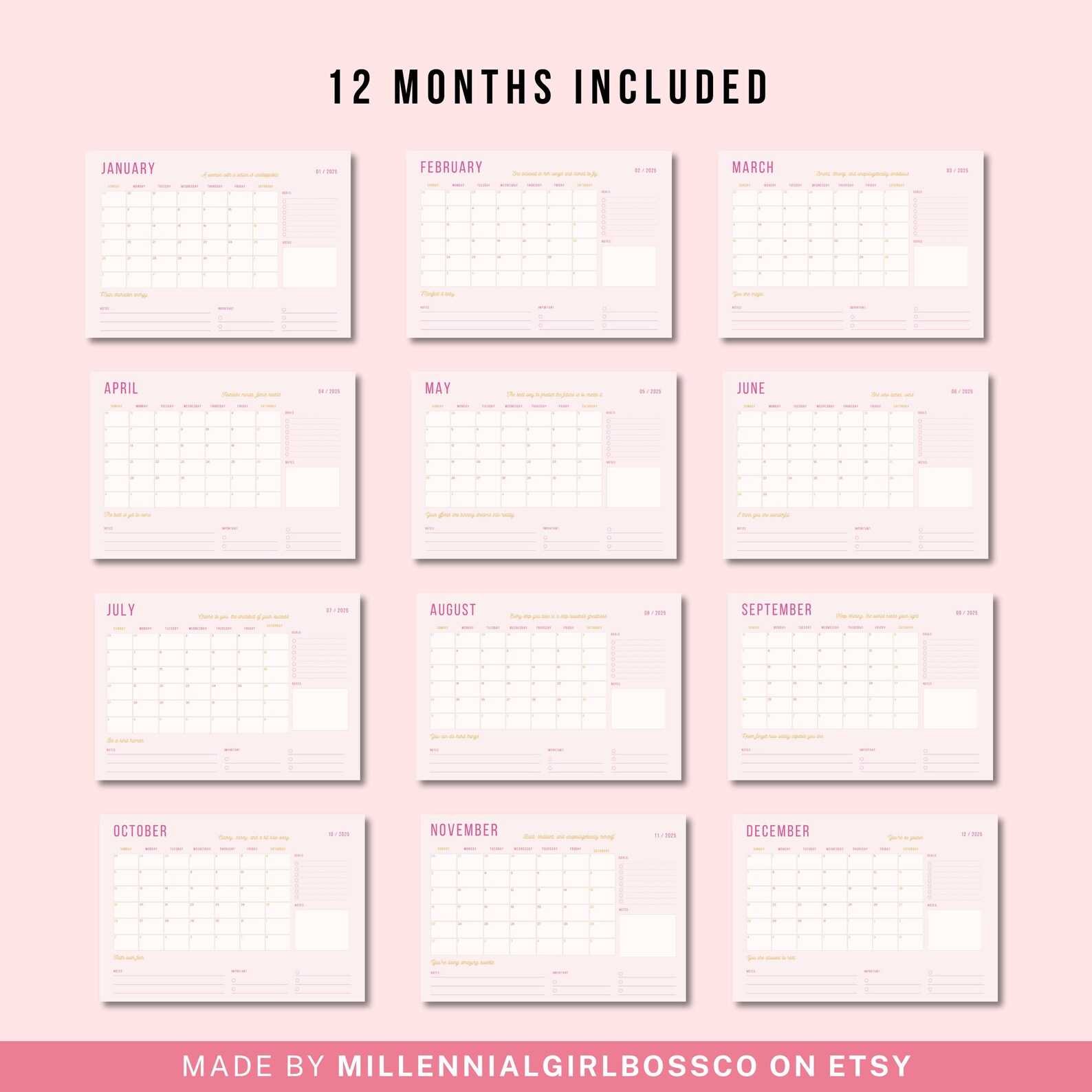 Printable Monthly Calendar 2025 With Notes | Printable Calendar ...