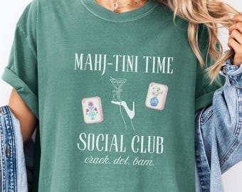 Mahjong Group Shirts, Mahjong and Martinis, Mahjong Lover Gift, Game Night Shirt Mahjong Social Club Shirt Mahjong Player Gift Girls Night