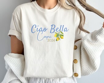 Ciao Bella Italy Girls Trip Comfort Colors Italy Bachelorette Italian Saying Shirt for Italy Vacation Italian Summer, Lemons Botanical Shirt