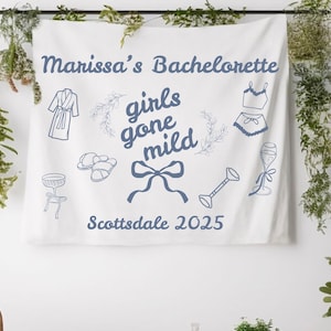 Girls Gone Mild Banner Bachelorette Tapestry, Custom Bachelorette Decorations Spa Weekend Bach Slumber Party Girls Night in Girls Trip Decor