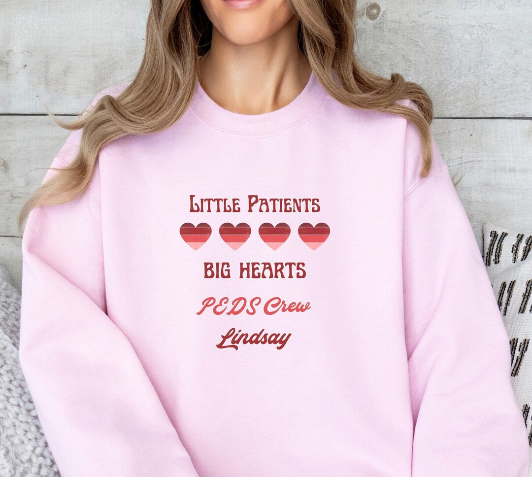 Custom Pediatric Nurse Heart Sweatshirt, Pediatric Nurse Sweatshirt, Pediatric Nurse Gift, Peds