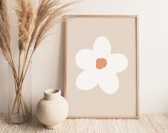 Daisy Print, Daisy Decor, Flower Printable, Daisy Retro Wall Art, Floral Wall Print, Printable Wall Art, Digital Download