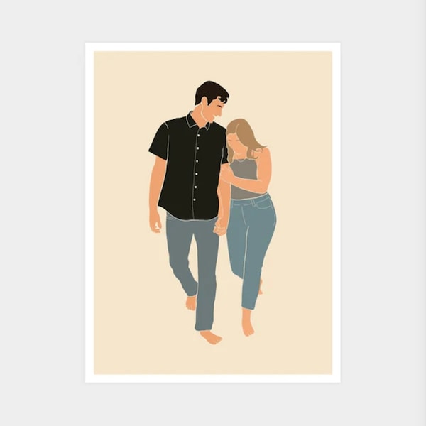 Valentine's day, Custom Faceless Portrait, Faceless Portrait Print, Faceless Digital Portrait, Couple Digital Faceless Illustraiton