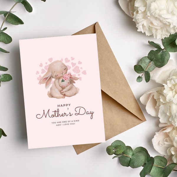 Printable Bunnies Mother's Day Card