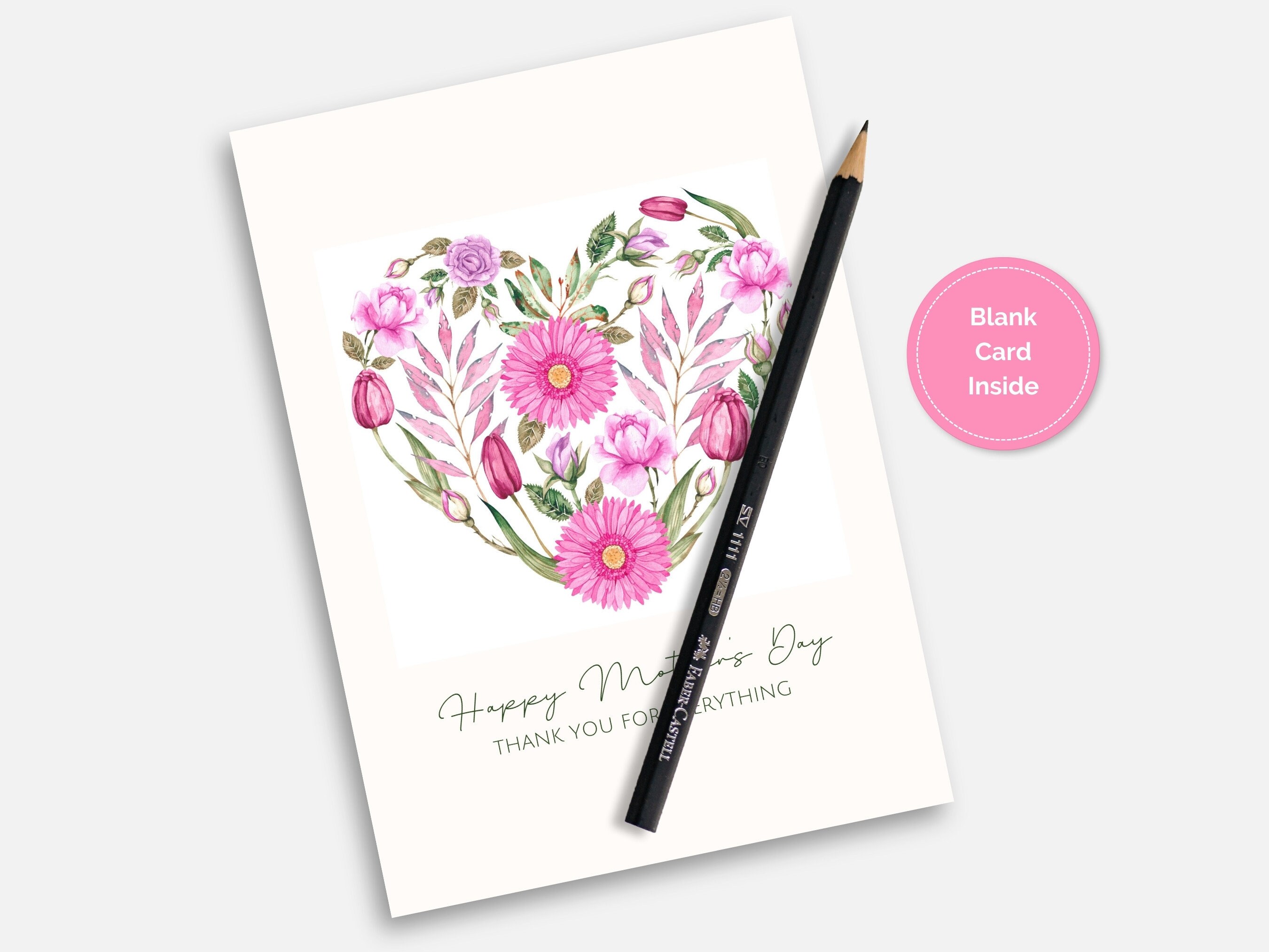 Printable Watercolor Floral Bouquet Mother's Day Card - Etsy