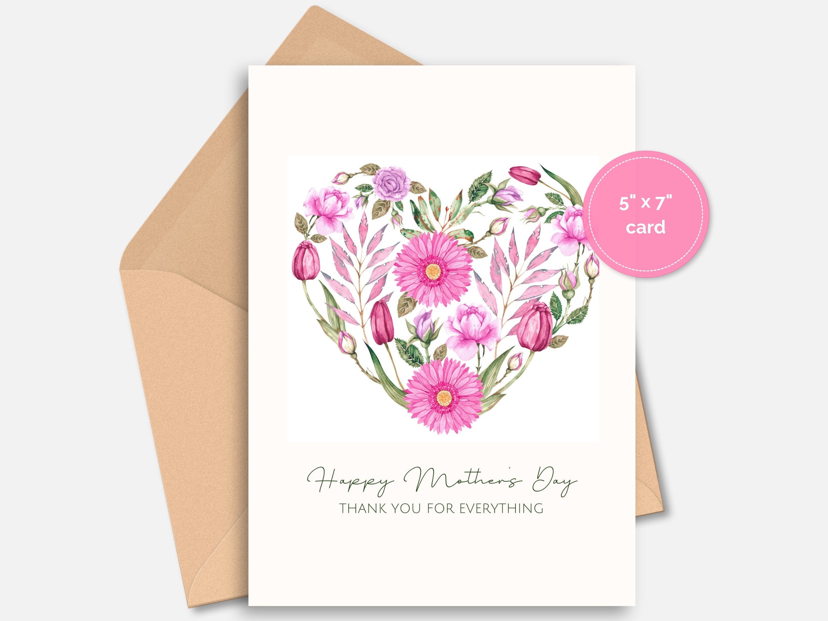 Printable Watercolor Floral Bouquet Mother's Day Card - Etsy