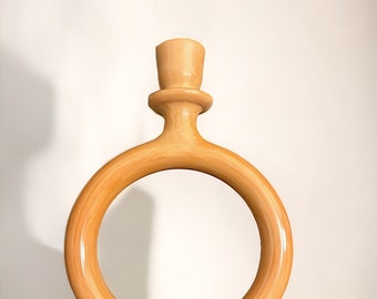Large terracotta Luna candle holder, round Moroccan ceramic candle holder, minimalist boho candle holder, ethnic candle holder