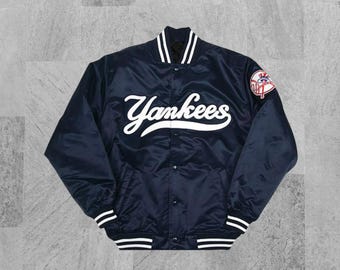Satin Varsity Jacket MLB league NewYork Yankees 90s Letterman Blue Bomber Jacket Custom Varsity Jackets All Team Varsity Baseball Jackets