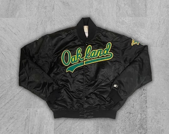 Satin Varsity Jacket MLB league Oakland Athletics Letterman Black Bomber Jacket Custom Varsity Jacket Team Varsity Jacket Baseball Jacket