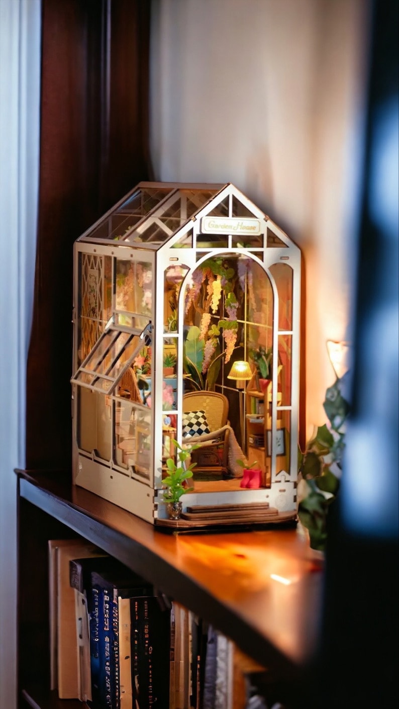 Build Your Own Garden Greenhouse Book Nook Doll House DIY Kit Model Set