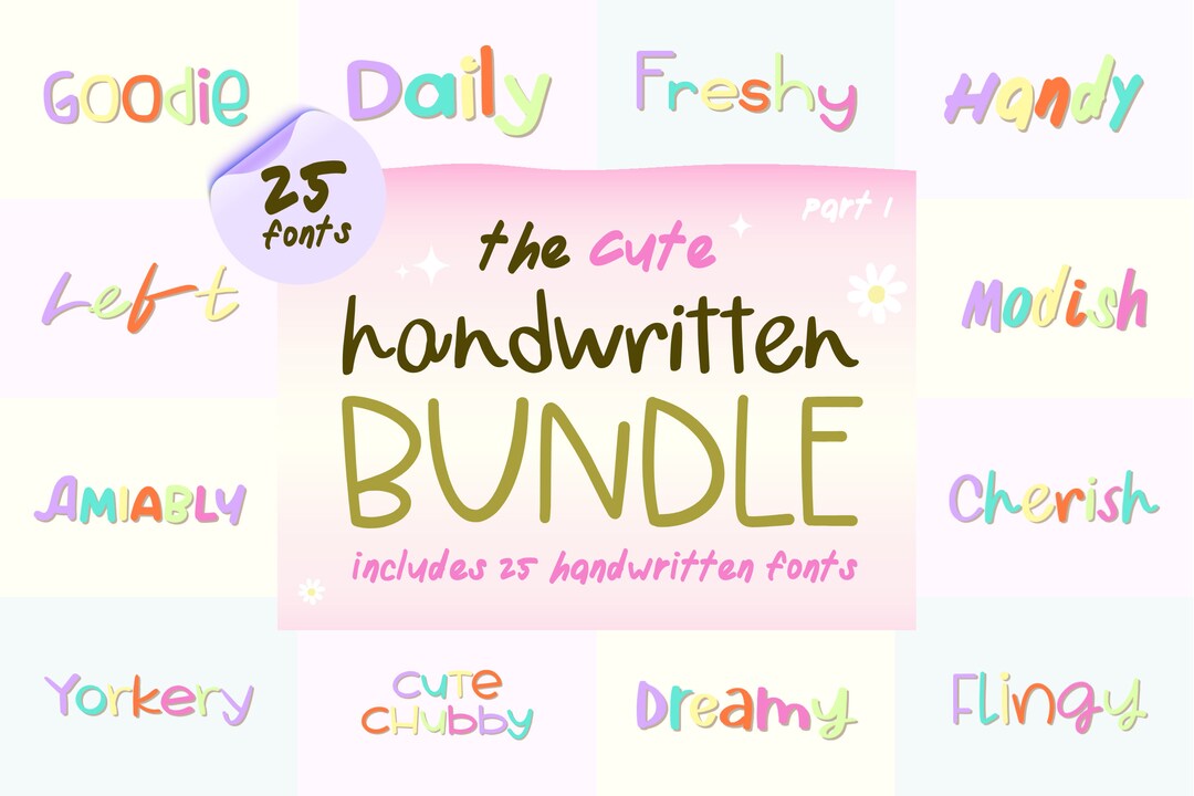 25 Font Bundle Handwritten Font Study Font Digital Note Font for ...
