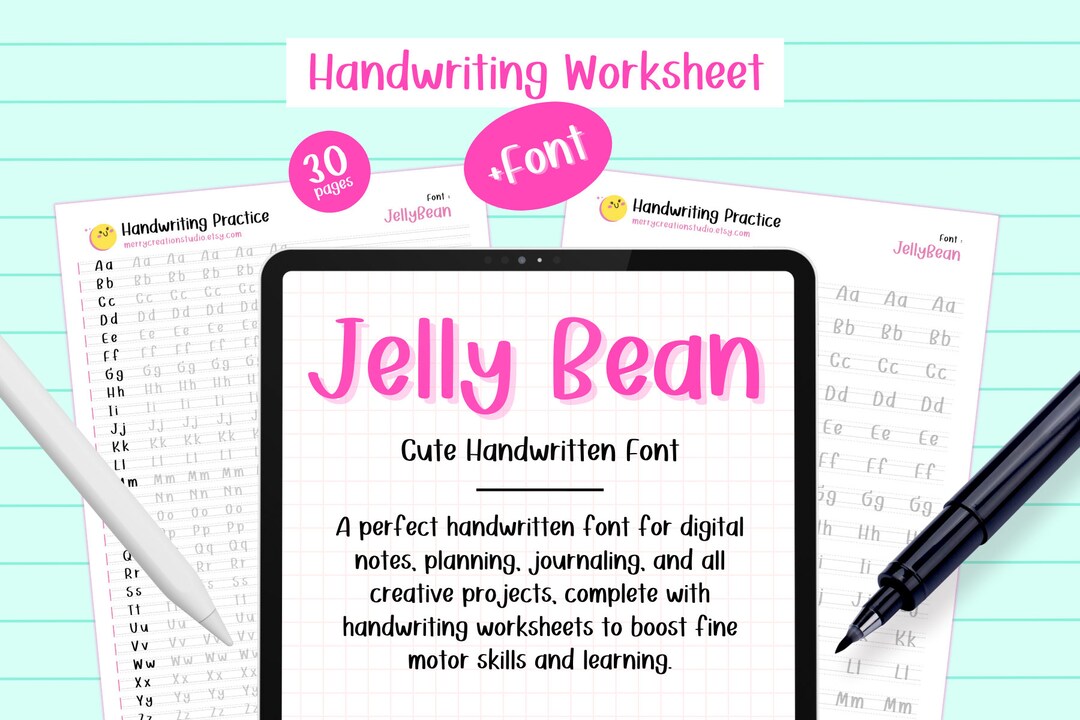 Jellybean Set I Cute Handwriting Font for Goodnotes and Hand Lettering ...