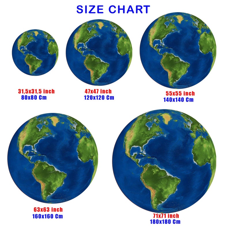 World Rug, World Map Rug, Vibrant Printed Earth Round Rug, Earth