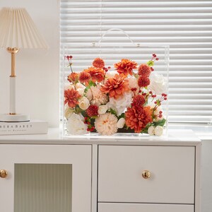 Autumn Radiance: Lush Orange & Cream Artificial Silk Floral Mica Box Home and Office Decoration Enduring Splendor Silk Flowers image 10