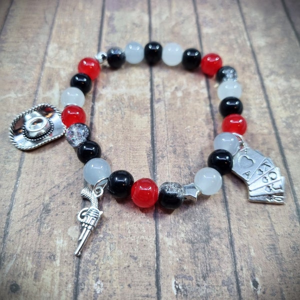 Bracelet hollandais inspiré de RDR Red Dead Redemption de Van Der Linde, élastique, perles de verre, breloques en métal