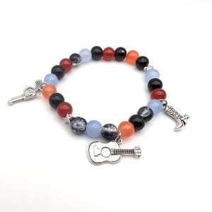 Handmade Wild West Style  Javier Escuella Red Dead Redemption RDR Inspired Bracelet, Elasticated, Glass Beads, Metal Charms