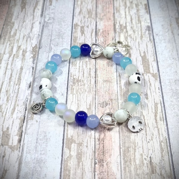 Chloe Life Is Strange Inspired Bracelet, Elasticated, Glass Beads, Metal Charms