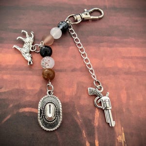 Handmade Wild West Style  John Marston Keychain, Red Dead Redemption Inspired Keyring, Glass Beads, Metal Charms
