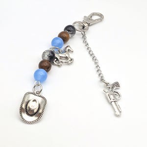 Handmade Wild West Style  Arthur Morgan Keychain, Red Dead Redemption Inspired Keyring, Glass Beads, Metal Charms