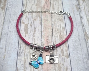 Handmade Max Caulfield Life Is Strange Inspired Braided Leather Bracelet, Adjustable, Metal Charms