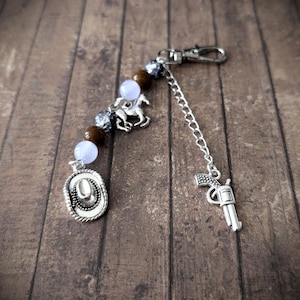 Handmade Wild West Style  Arthur Morgan Keychain, Red Dead Redemption Inspired Keyring, Glass Beads, Metal Charms