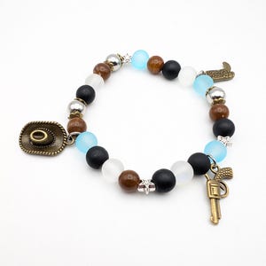 Handmade Wild West Style Sadie Adler Premium Edition Red Dead Redemption RDR Inspired Bracelet, Elasticated, Glass Beads, Metal Charms