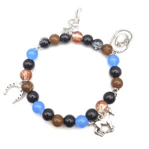 Handmade Wild West Style  Arthur Morgan Red Dead Redemption RDR Inspired Bracelet, Elasticated, Glass Beads, Metal Charms