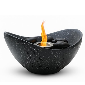 Modern Tabletop Fireplace, Ventless Indoor Outdoor Tabletop Fire Bowl, anthracite Stone Patio Decor, Housewarming Gift, Real Flame Decor