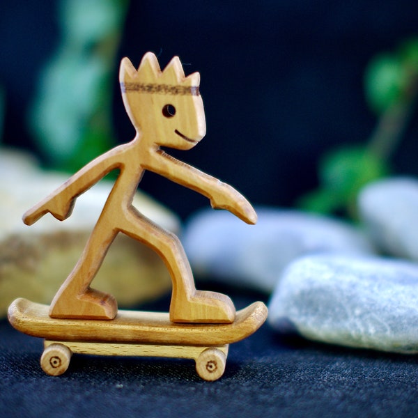 Holzfigurenset "Skater mit Board"