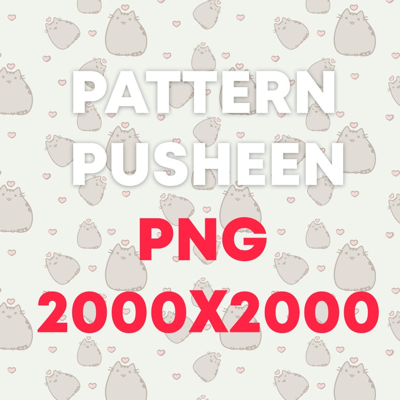 Valentine PATTERN PNG File Pusheen Cat Adorable Love - Etsy