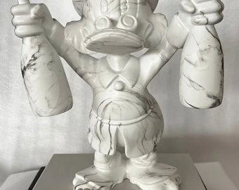 Champagne-eend sculptuur/standbeeld. Marmer. Pop-art. 45 cm