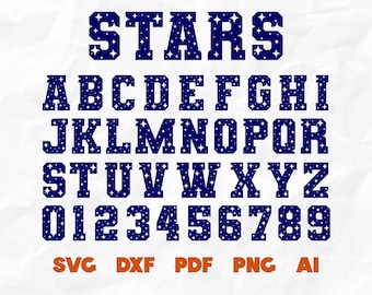 Stars Font SVG: Galaxy Alphabet & Numbers, Birthday Clipart (Digital Download)