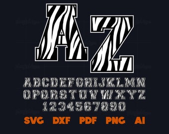 Zebra Font SVG | Varsity Jungle Letters PNG, Wild Animal Print Alphabet,   Monogram Safari Sublimation | Cut files Cricut for and Silhouette
