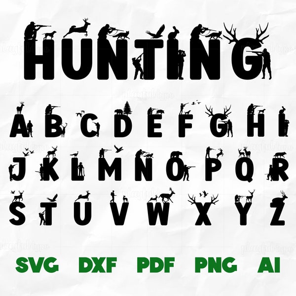 Jagd Schrift SVG | Jäger Alphabet, Hirsch Jäger Buchstaben, Camping Zitate, Vater Leben, Abenteuer Geschenk | Schneide Dateien für Cricut und Silhouette