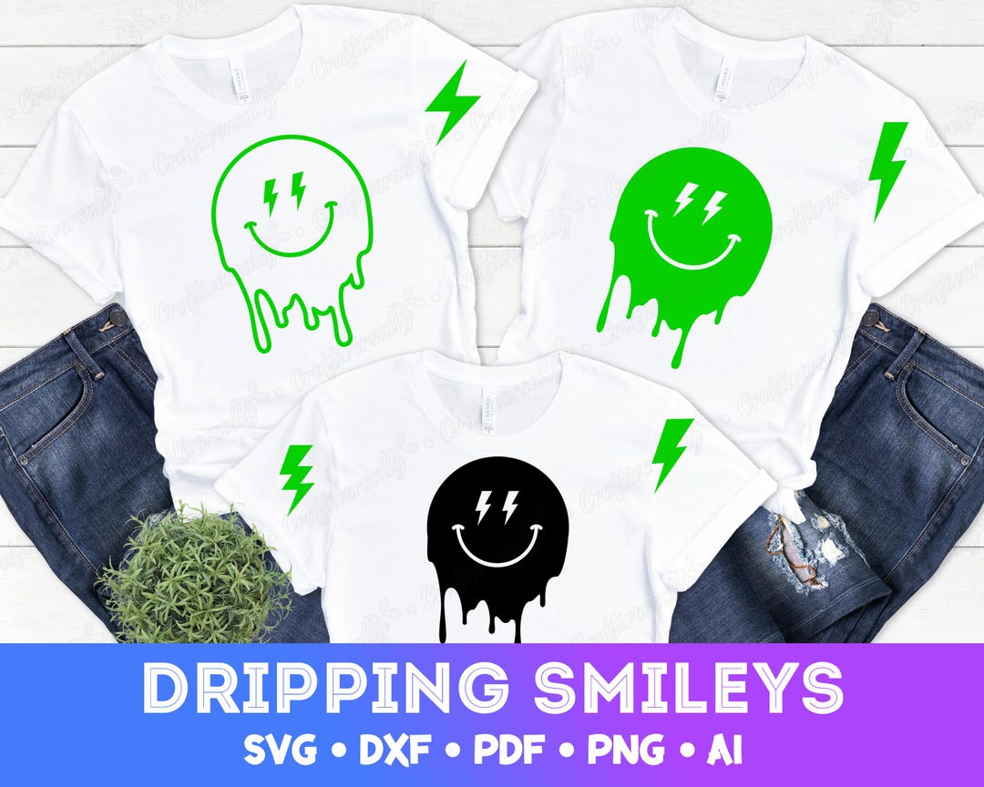Melted Smiley Face SVG Bundle | Retro Emoji Cut Files - Etsy